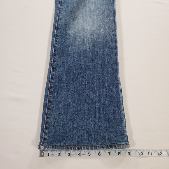 7 For All Mankind Jeans Boy Cut Womens Sz 29 Blue Denim Low Rise Bootcut USA VTG - Picture 14 of 16